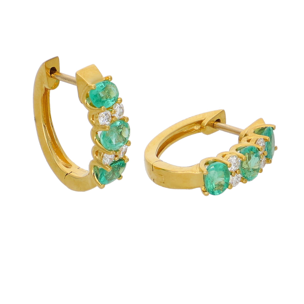 Aros Oro Amarillo Esmeralda y Brillantes AR-14020