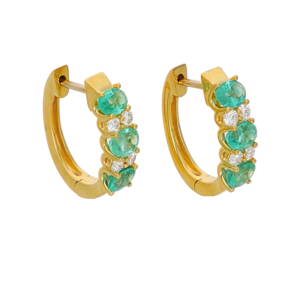 Aros Oro Amarillo Esmeralda y Brillantes AR-14020