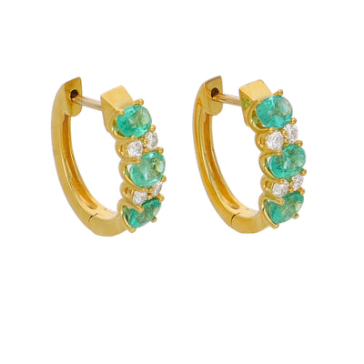 Aros Oro Amarillo Esmeralda y Brillantes AR-14020