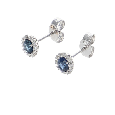 Aros Oro Blanco Zafiro Azul y Brillantes AR-14021