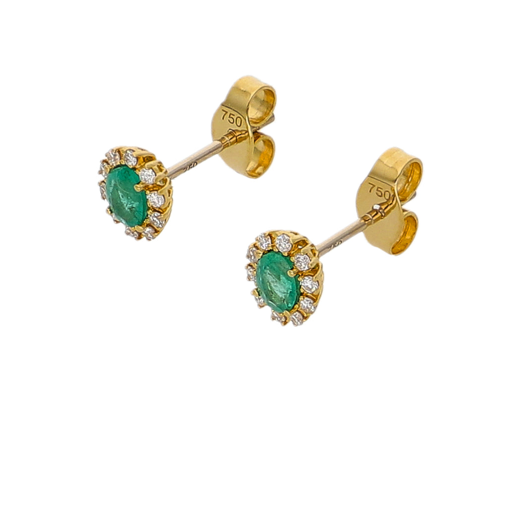Aros Oro Amarillo Esmeraldas y Brillantes AR-14022