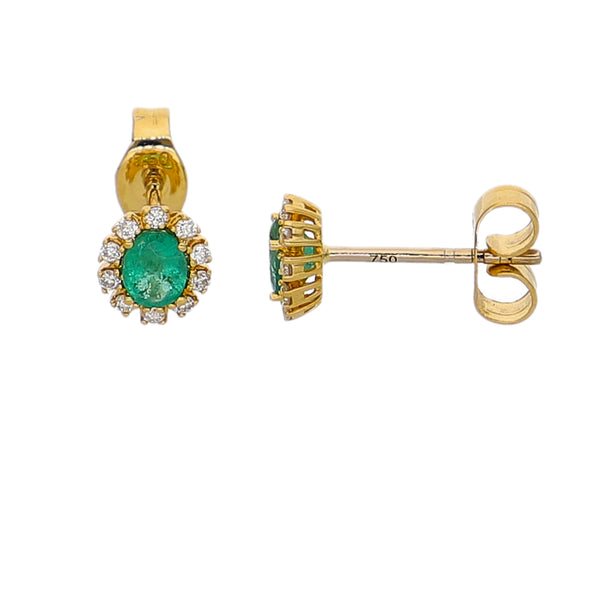 Aros Oro Amarillo Esmeraldas y Brillantes AR-14022