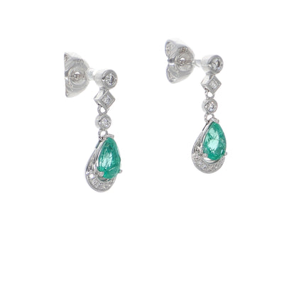 Aros Oro Blanco Esmeraldas y Brillantes AR-14023