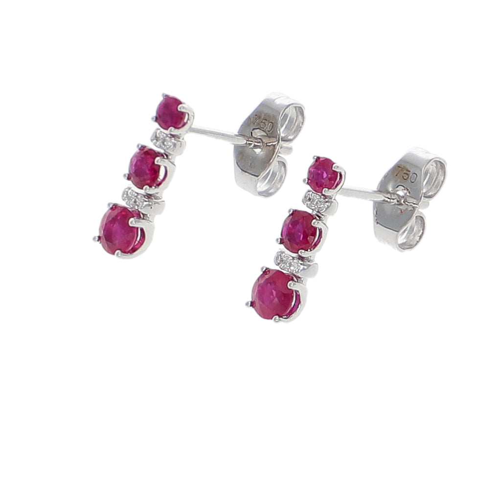 Aros Oro Blanco Rubí y Brillantes AR-14025