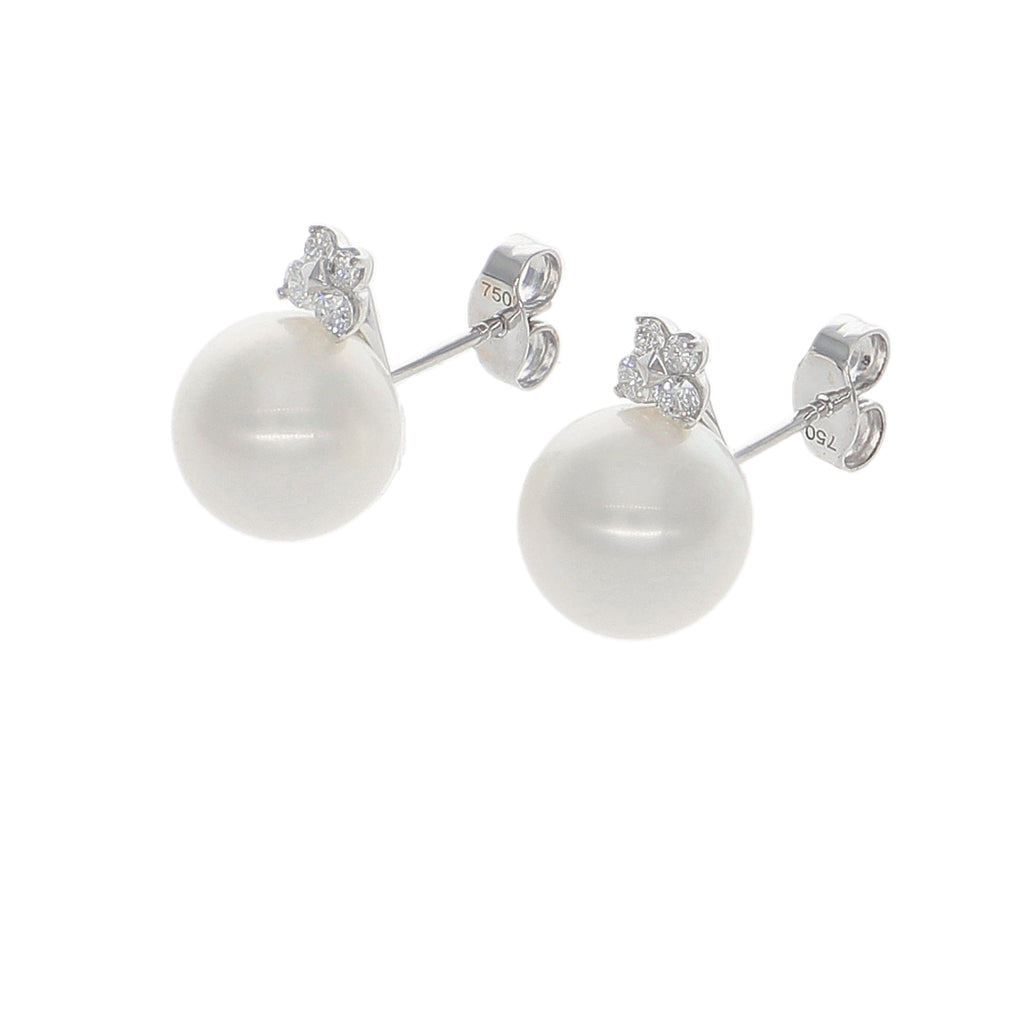 Aros Oro Blanco Perlas y Brillantes AR-14027
