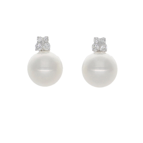 Aros Oro Blanco Perlas y Brillantes AR-14027