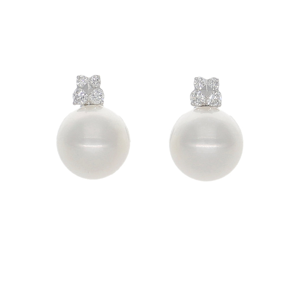 Aros Oro Blanco Perlas y Brillantes AR-14027