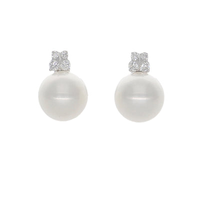 Aros Oro Blanco Perlas y Brillantes AR-14027