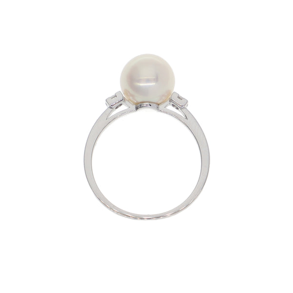 Anillo Oro Blanco Perla y Brillantes AN-14029