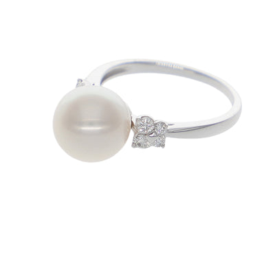 Anillo Oro Blanco Perla y Brillantes AN-14030