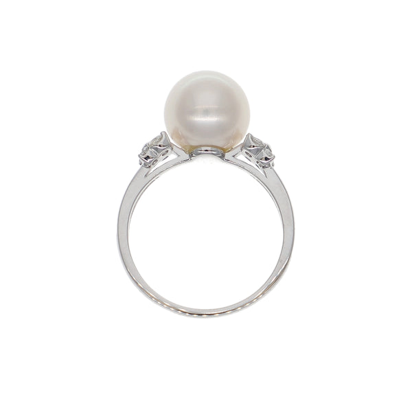 Anillo Oro Blanco Perla y Brillantes AN-14030