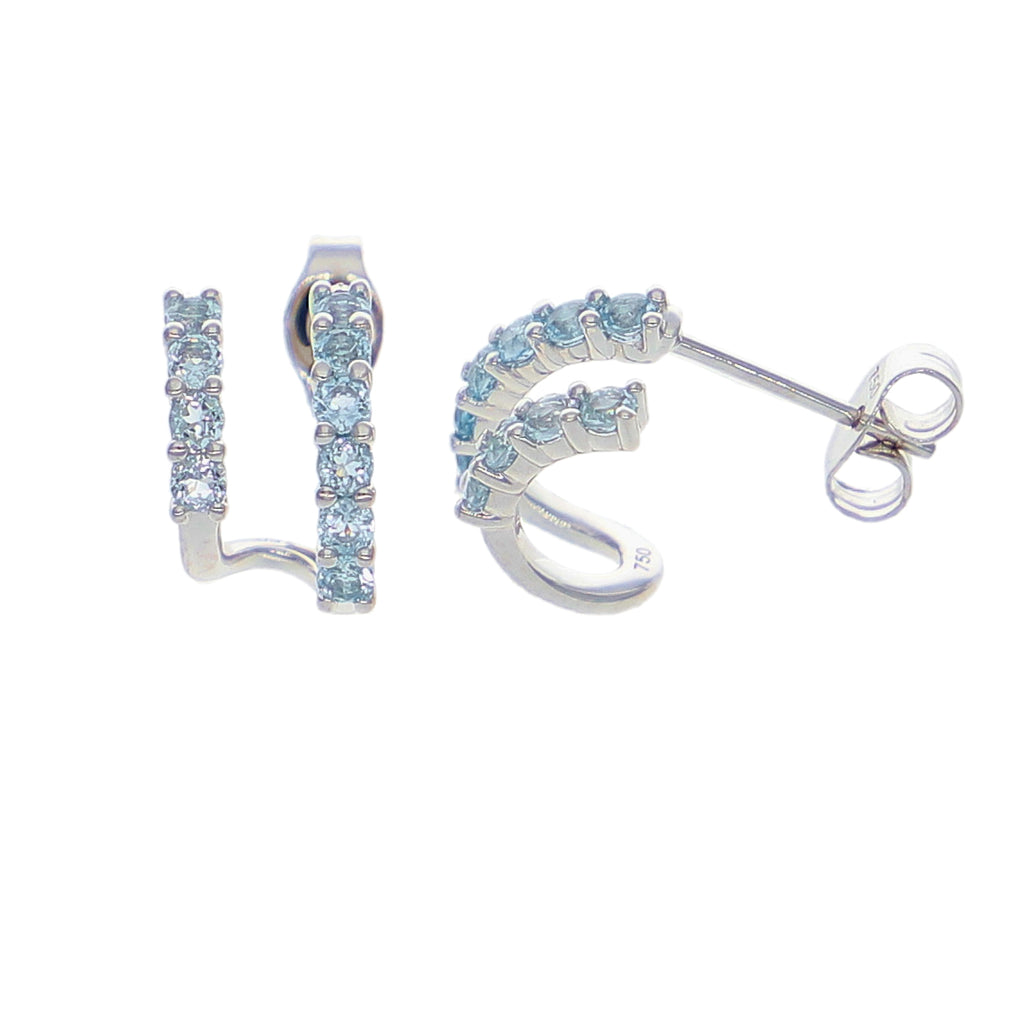 Aros Oro Blanco y Topacio Azul AR-14035