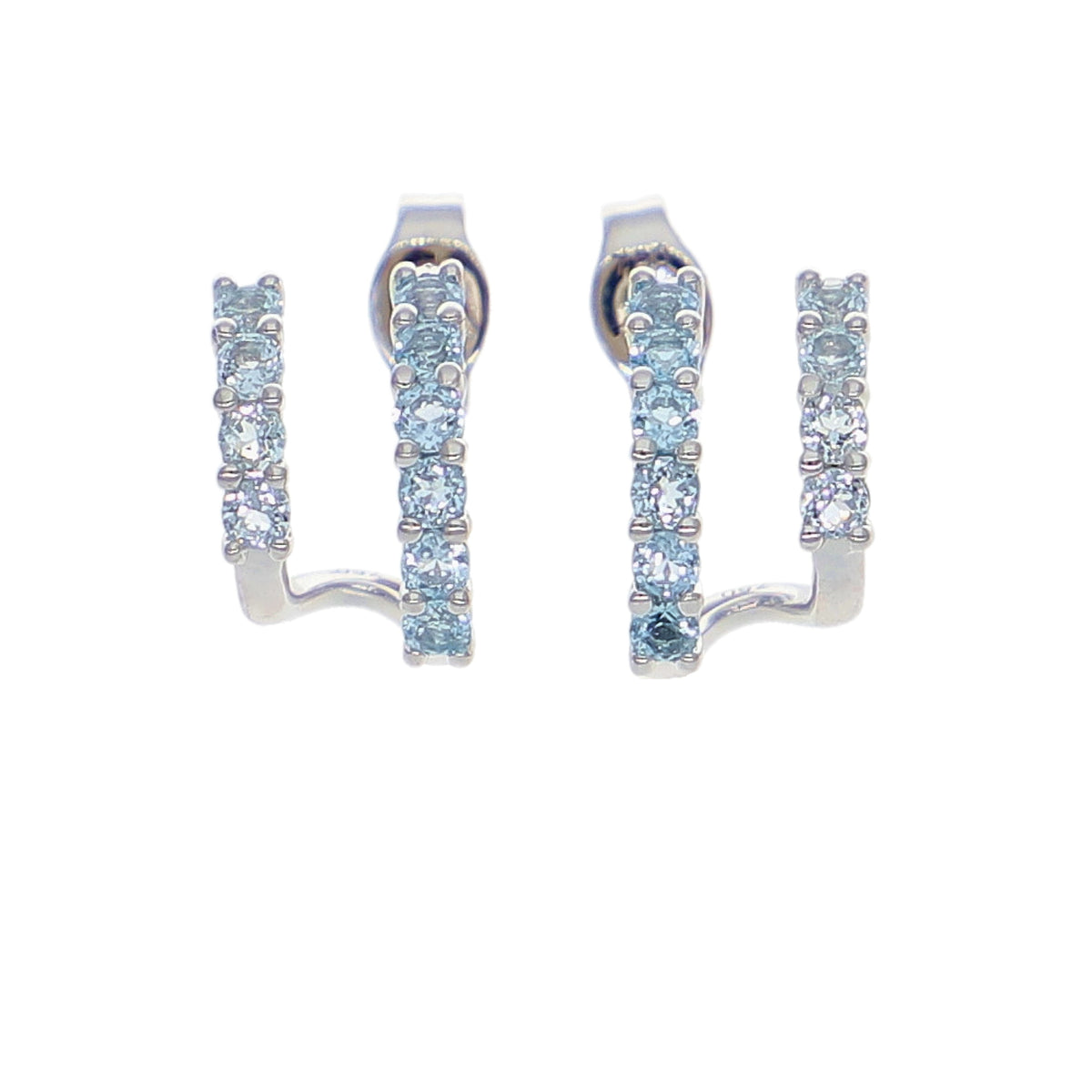 Aros Oro Blanco y Topacio Azul AR-14035