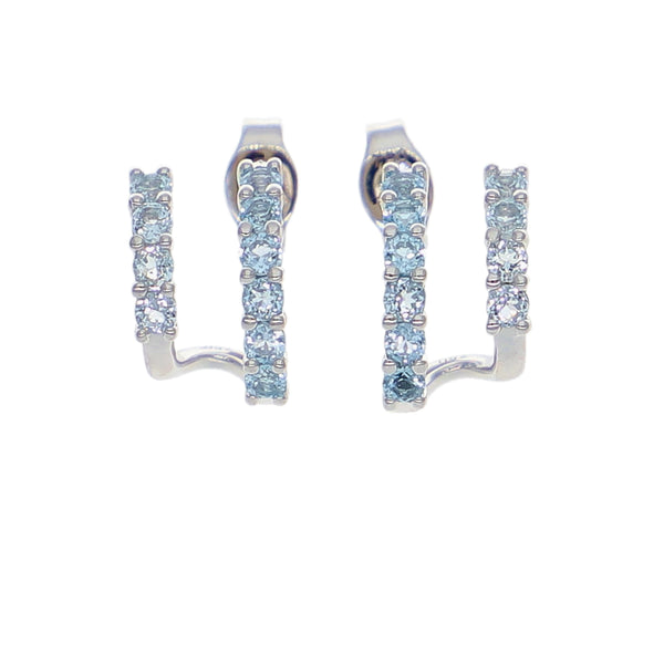Aros Oro Blanco y Topacio Azul AR-14035