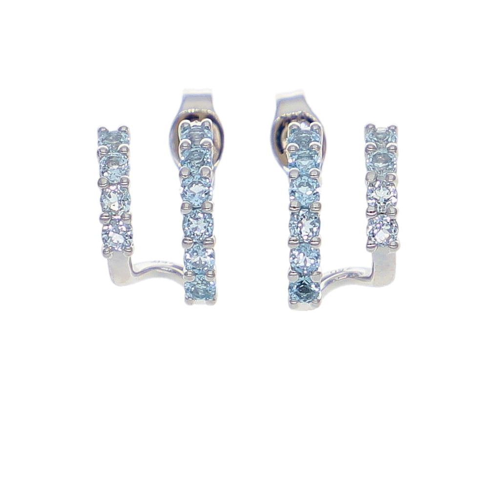 Aros Oro Blanco y Topacio Azul AR-14035