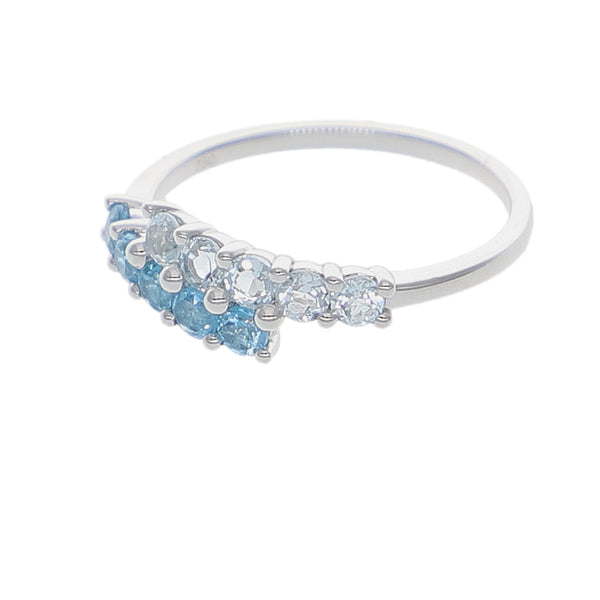 Anillo Oro Blanco y Topacio Azul AN-14036
