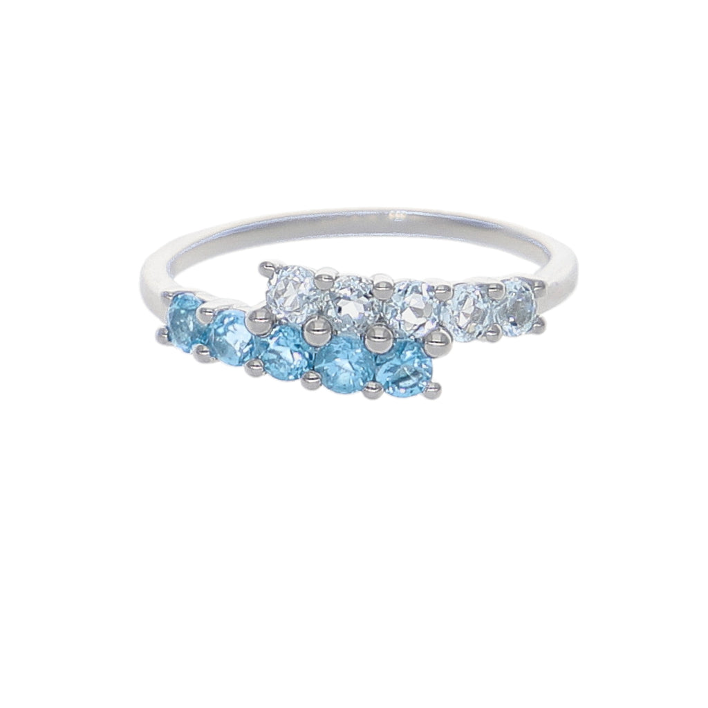 Anillo Oro Blanco y Topacio Azul AN-14036