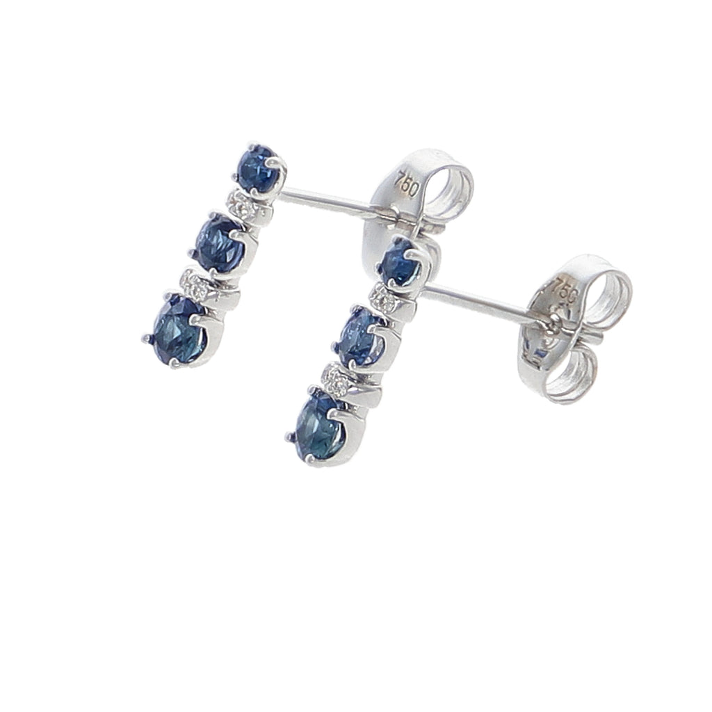 Aros Oro Blanco Zafiro Azul y Brillantes AR-14037