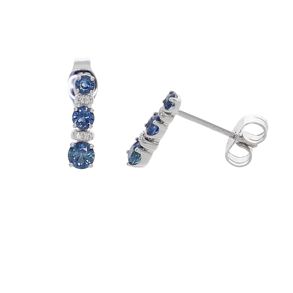 Aros Oro Blanco Zafiro Azul y Brillantes AR-14037