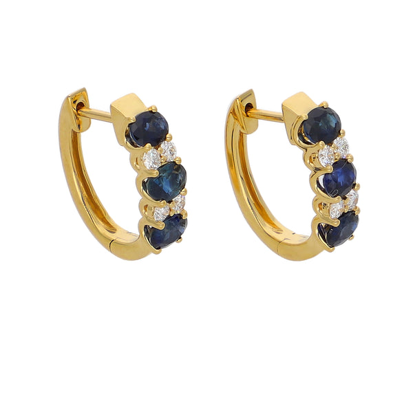 Aros Oro Amarillo Zafiro Azul y Brillantes AR-14041
