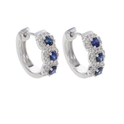 Aros Oro Blanco Zafiro Azul y Brillantes AR-14043