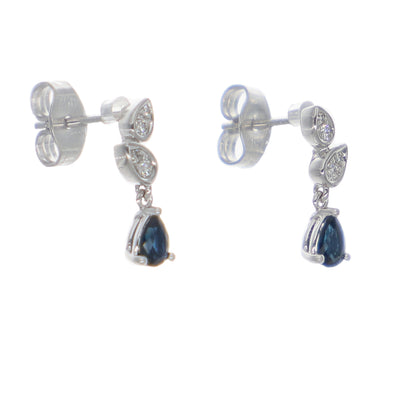 Aros Oro Blanco Zafiro Azul y Brillantes AR-14044