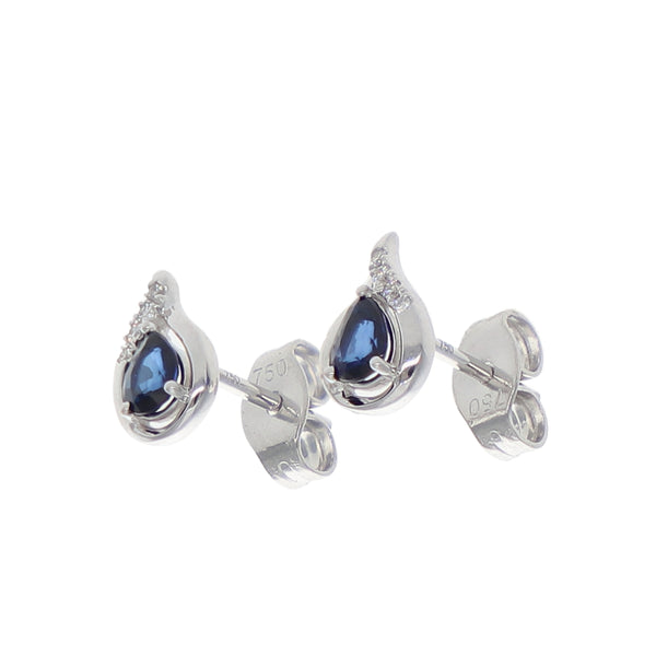 Aros Oro Blanco Zafiro Azul y Brillantes AR-14046