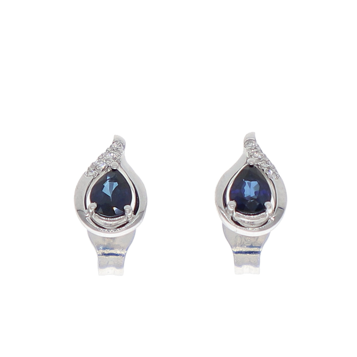 Aros Oro Blanco Zafiro Azul y Brillantes AR-14046