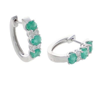 Aros Oro Blanco Esmeraldas y Brillantes AR-14047