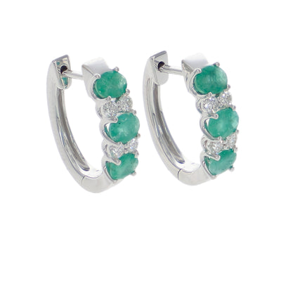 Aros Oro Blanco Esmeraldas y Brillantes AR-14047