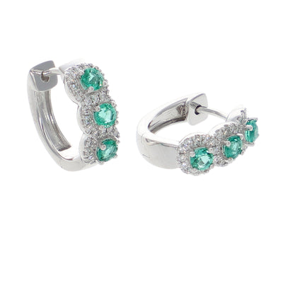 Aros Oro Blanco Esmeraldas y Brillantes AR-14049
