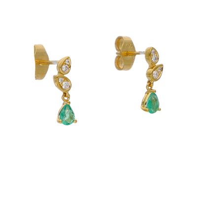 Aros Oro Amarillo Esmeraldas y Brillantes AR-14050
