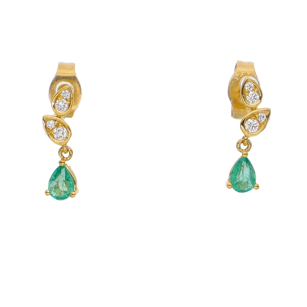 Aros Oro Amarillo Esmeraldas y Brillantes AR-14050