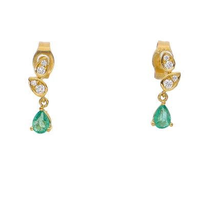 Aros Oro Amarillo Esmeraldas y Brillantes AR-14050