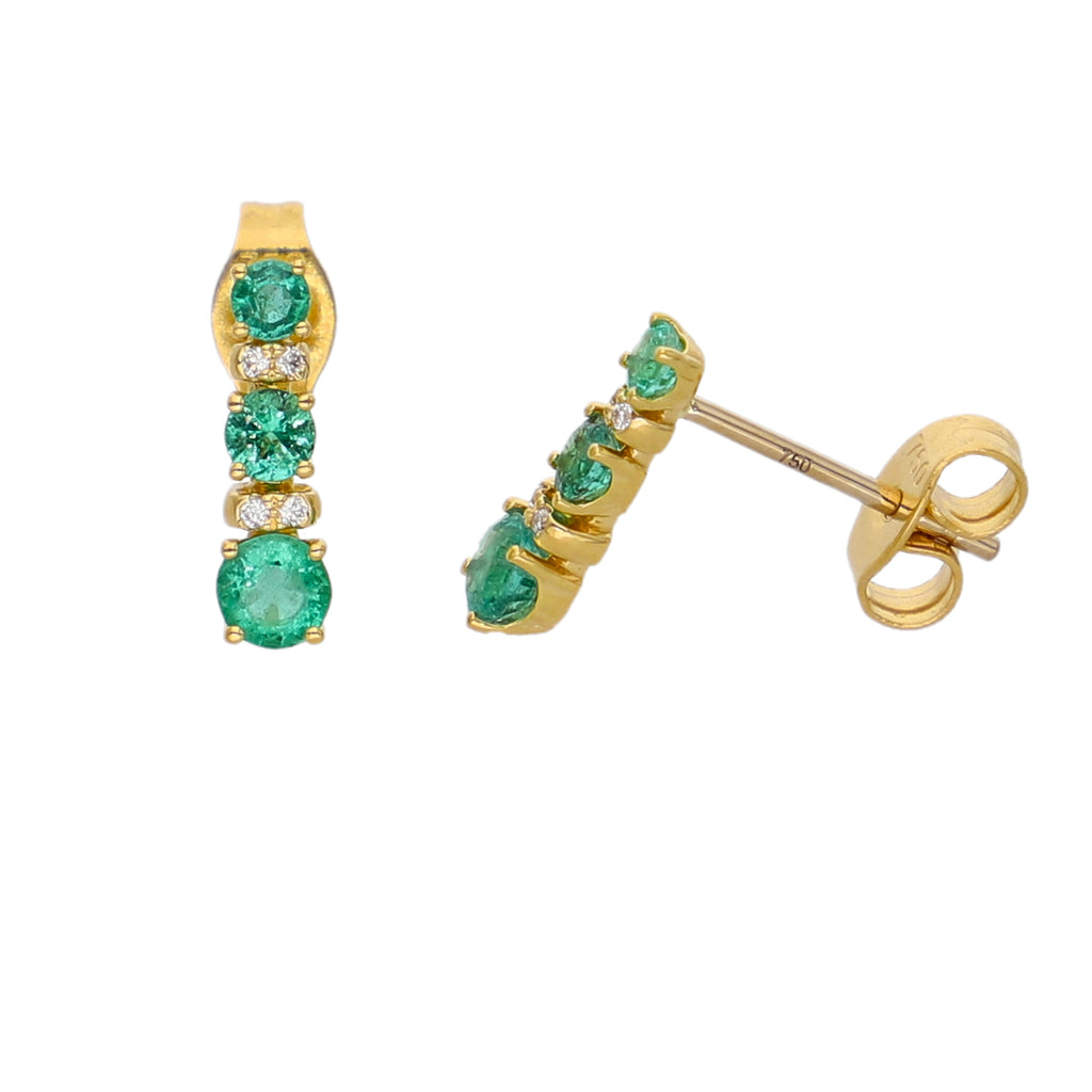 Aros Oro Amarillo Esmeraldas y Brillantes AR-14051