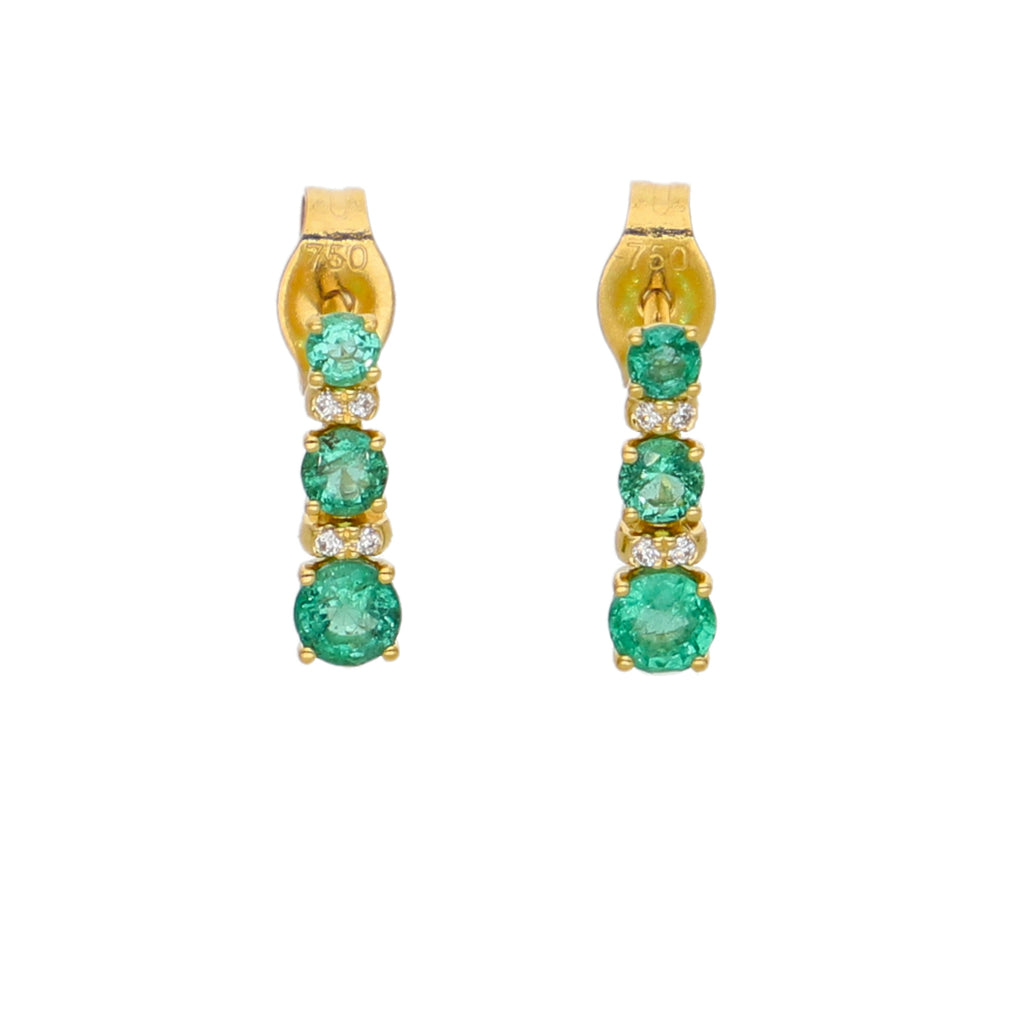 Aros Oro Amarillo Esmeraldas y Brillantes AR-14051