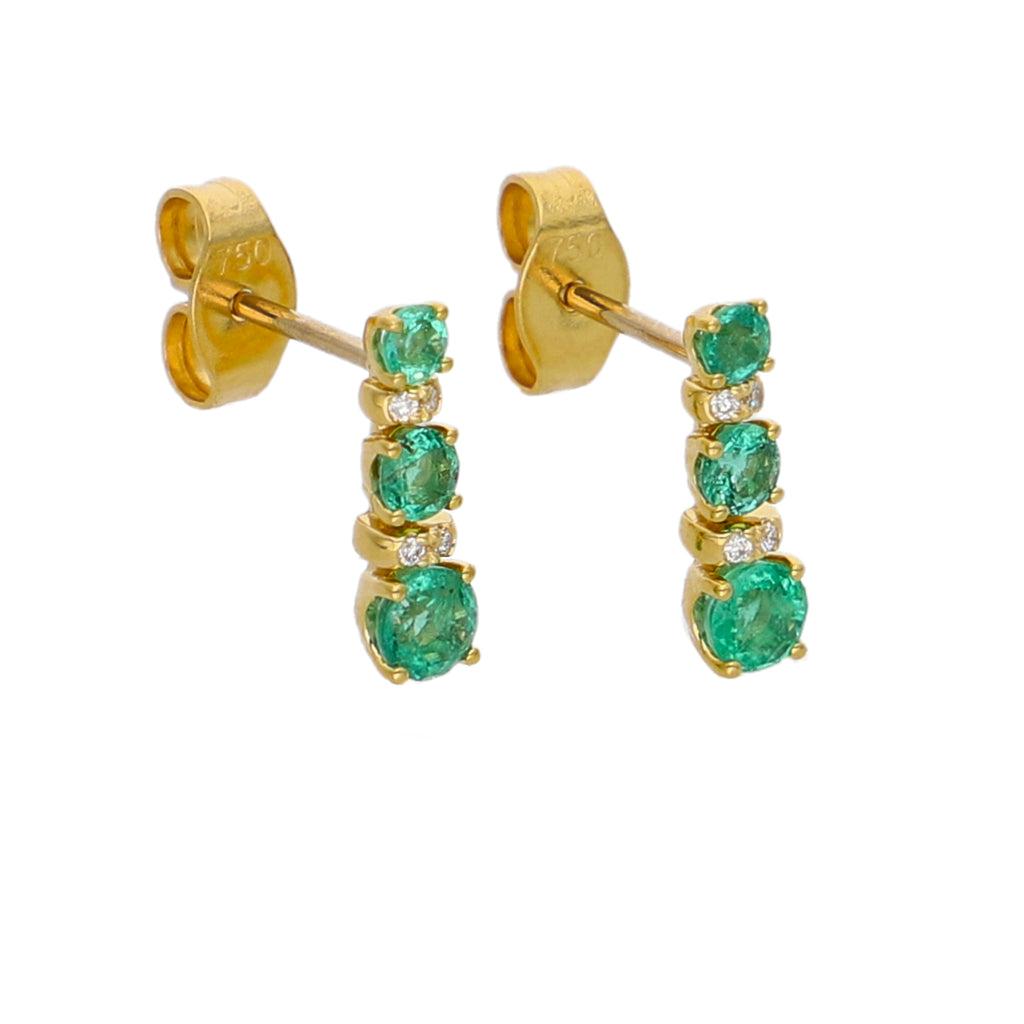 Aros Oro Amarillo Esmeraldas y Brillantes AR-14051