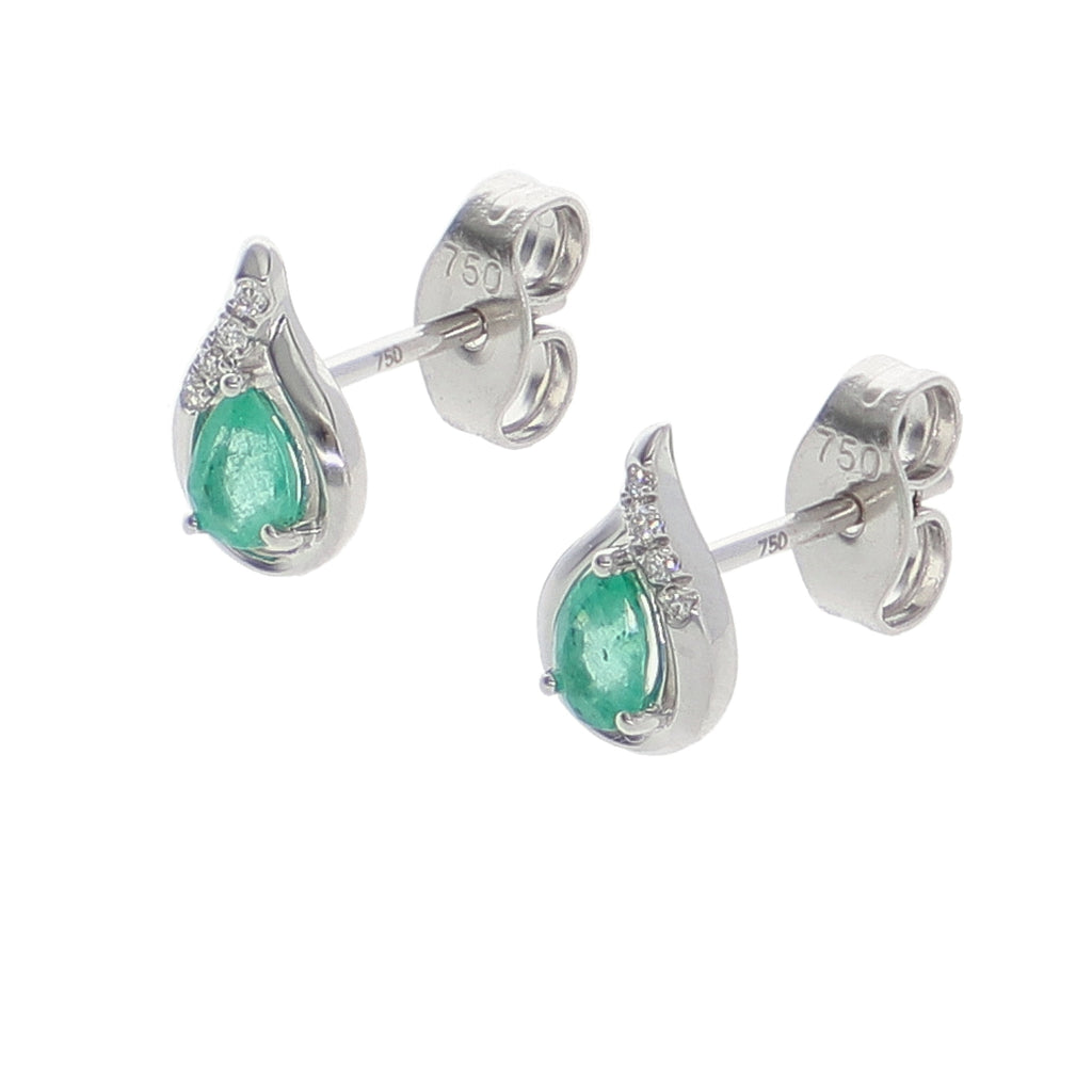 Aros Oro Blanco Esmeraldas y Brillantes AR-14053