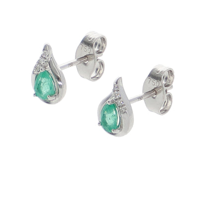 Aros Oro Blanco Esmeraldas y Brillantes AR-14053