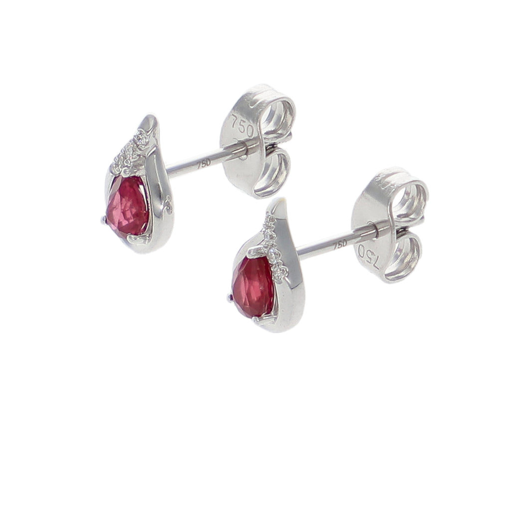 Aros Oro Blanco Rubí y Brillantes AR-14054