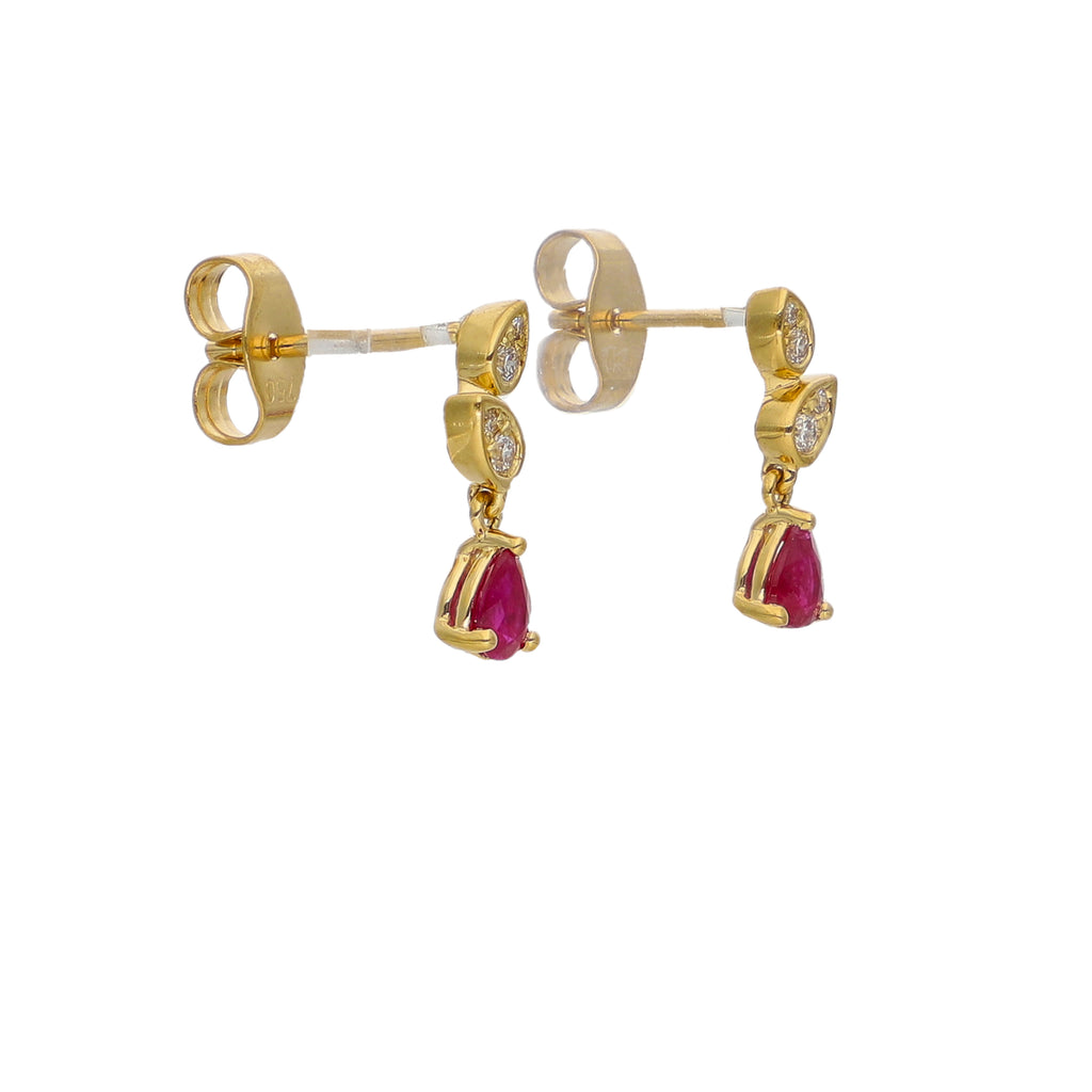 Aros Oro Amarillo Rubí y Brillantes AR-14056