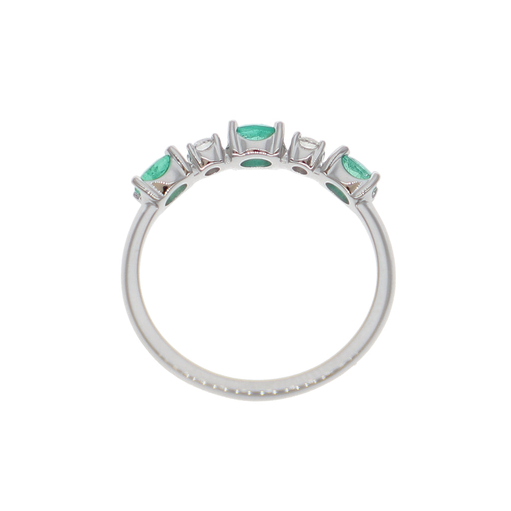 Anillo Oro Blanco Esmeralda y Brillantes AN-14061