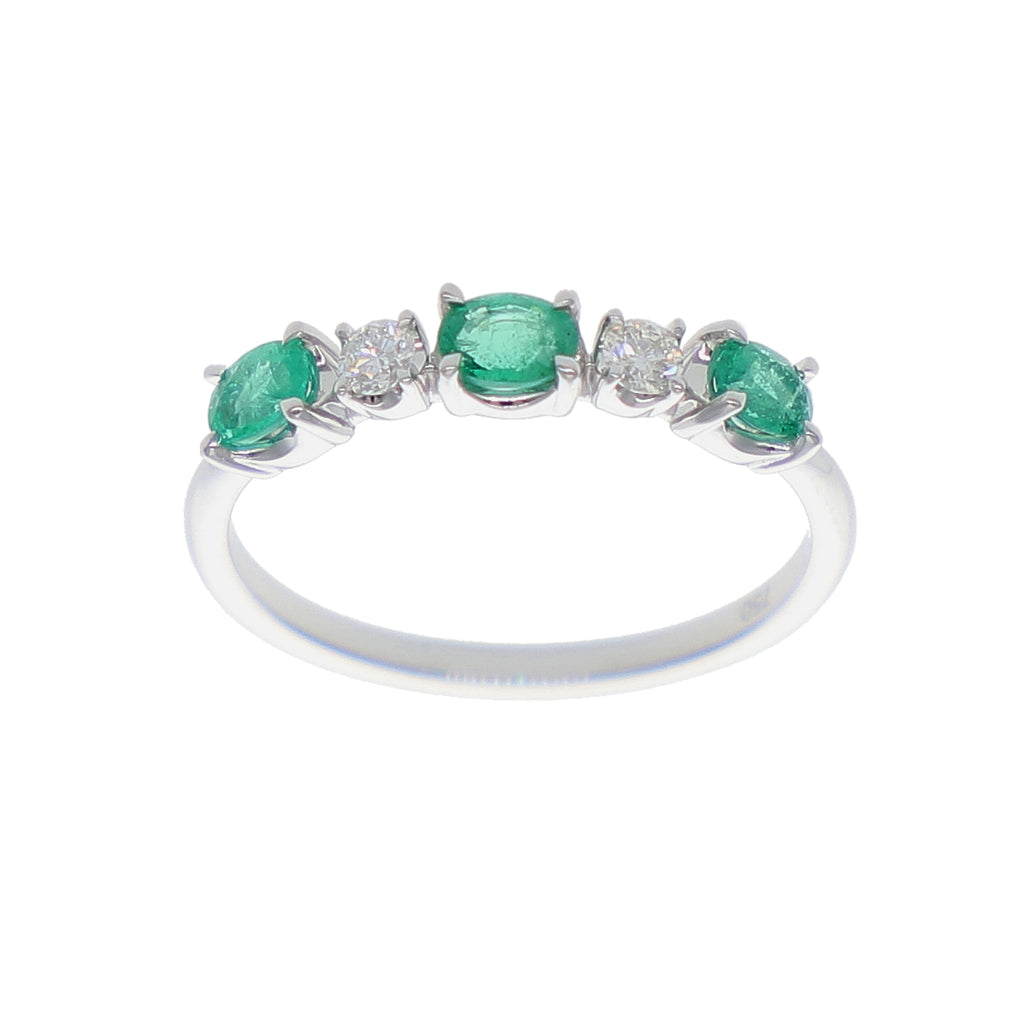 Anillo Oro Blanco Esmeralda y Brillantes AN-14061