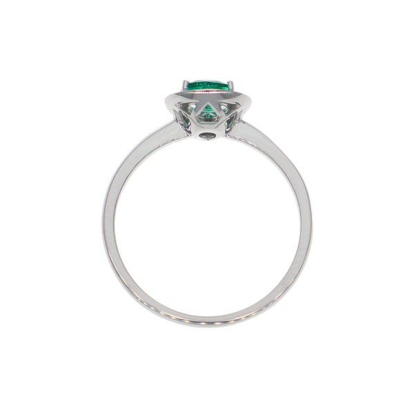 Anillo Oro Blanco Esmeralda y Brillantes AN-14062