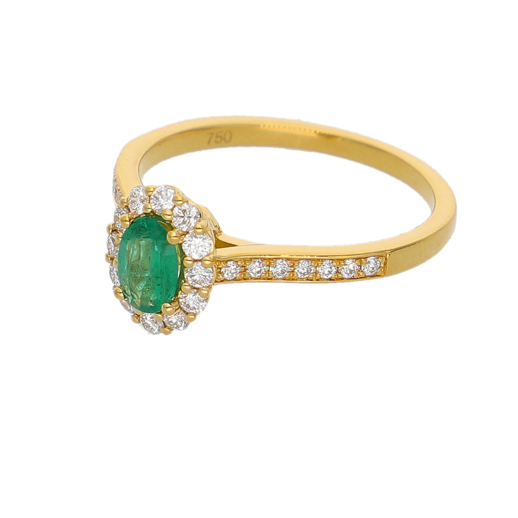 Anillo Oro Amarillo Esmeralda y Brillantes AN-14063