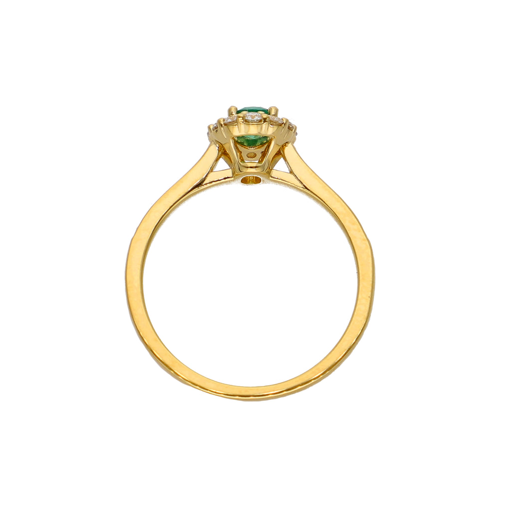 Anillo Oro Amarillo Esmeralda y Brillantes AN-14063