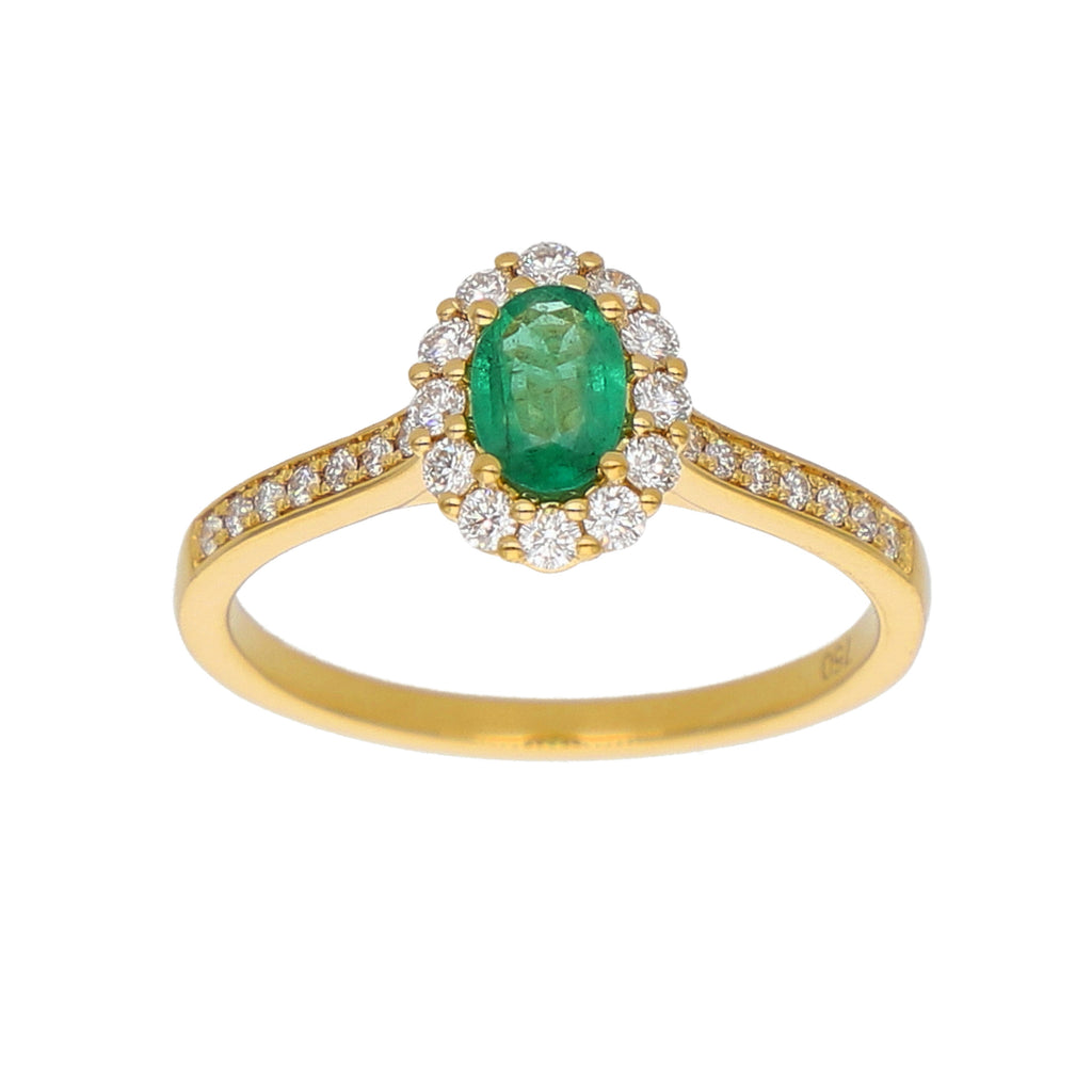 Anillo Oro Amarillo Esmeralda y Brillantes AN-14063