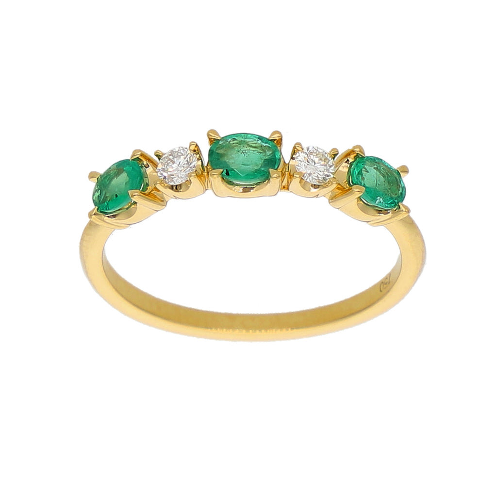 Anillo Oro Amarillo Esmeralda y Brillantes AN-14064