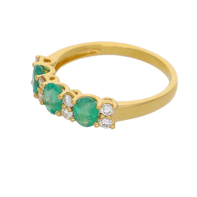 Anillo Oro Amarillo Esmeralda y Brillantes AN-14065