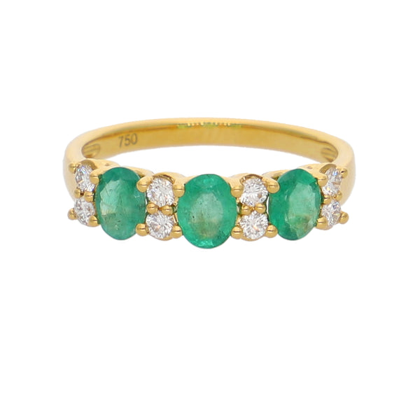 Anillo Oro Amarillo Esmeralda y Brillantes AN-14065